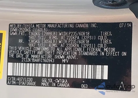 2015 Lexus Rx 350 z USA, uszkodzony, nr VIN 2T2ZK1BA8FC160943